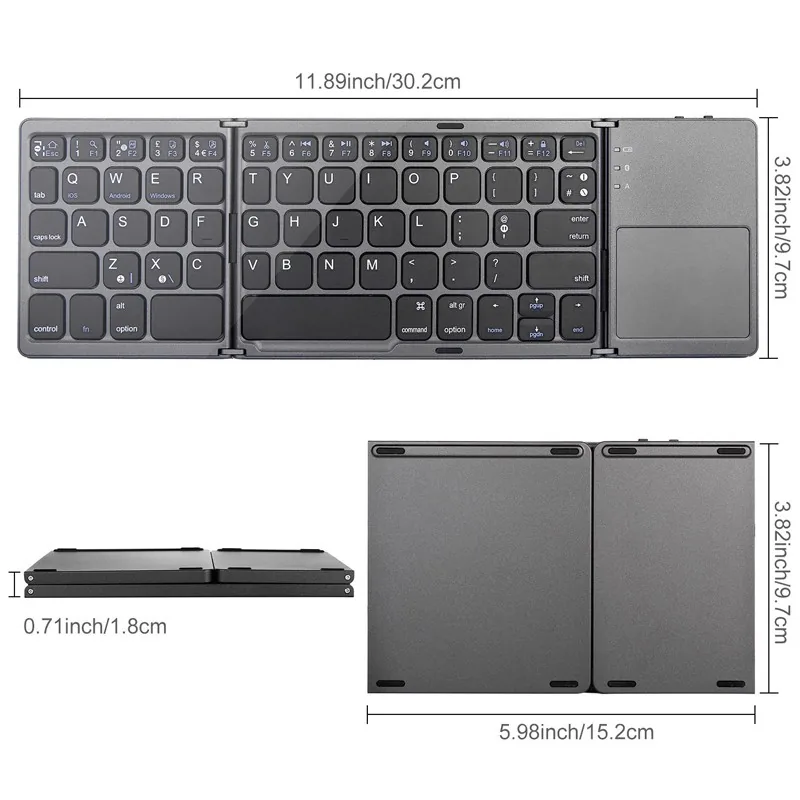 Avatto B033 Compact Bluetooth Keyboard Foldable Wireless Keypad With Touchpad Compatible With Windows Android Ios Ipad Phone - 7 Avatto B033 Compact Bluetooth Keyboard Foldable Wireless Keypad With Touchpad Compatible With Windows Android Ios Ipad Phone - 7