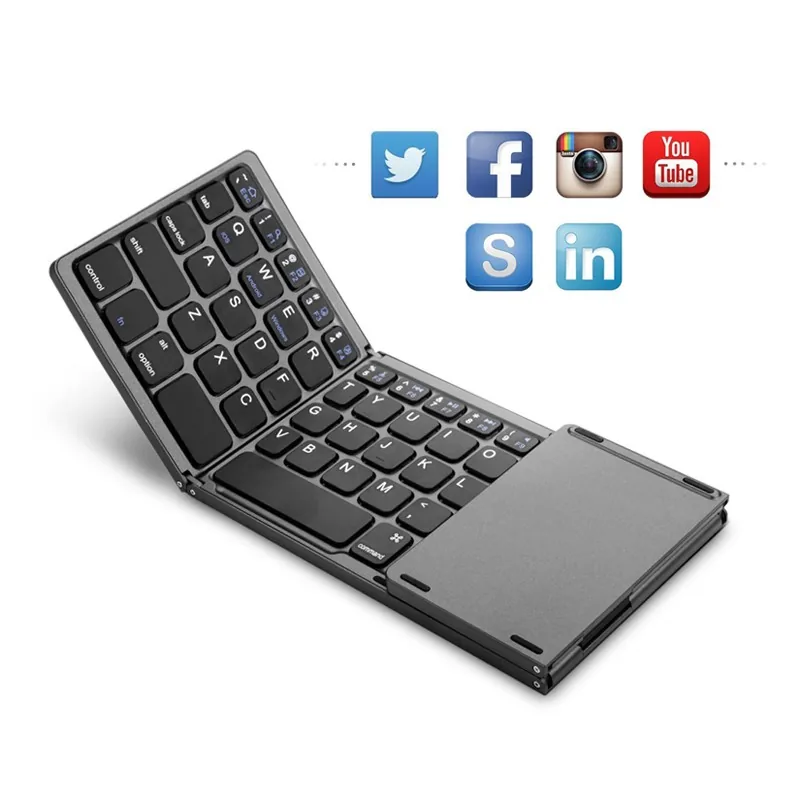 Avatto B033 Compact Bluetooth Keyboard Foldable Wireless Keypad With Touchpad Compatible With Windows Android Ios Ipad Phone - 2 Avatto B033 Compact Bluetooth Keyboard Foldable Wireless Keypad With Touchpad Compatible With Windows Android Ios Ipad Phone - 2