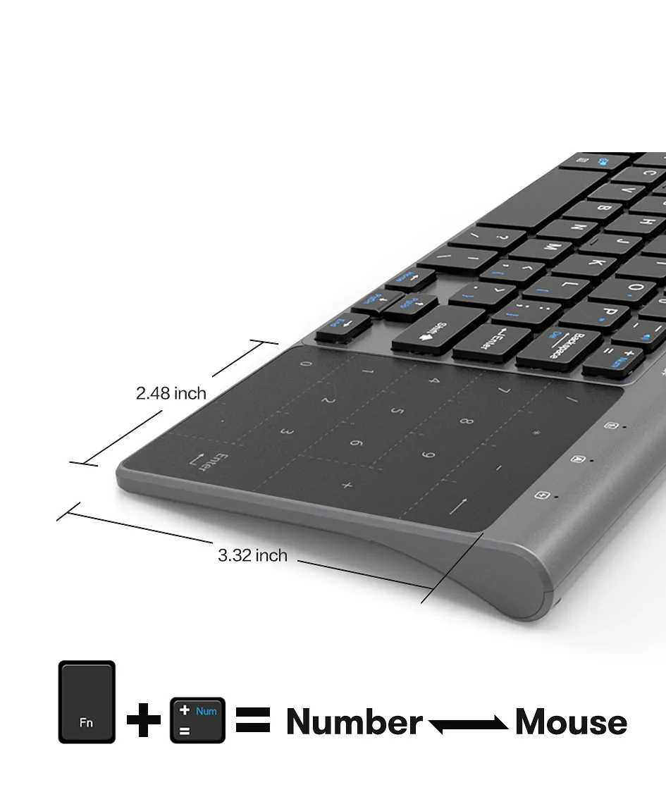 Avatto Ultrathin 24ghz Mini Wireless Keyboard With Touchpad Numeric Keypad For Android Windows Pc Laptop Tablet - 3 Avatto Ultrathin 24ghz Mini Wireless Keyboard With Touchpad Numeric Keypad For Android Windows Pc Laptop Tablet - 3