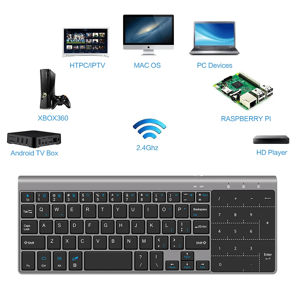 Avatto Ultrathin 24ghz Mini Wireless Keyboard With Touchpad Numeric Keypad For Android Windows Pc Laptop Tablet - 1 Avatto Ultrathin 24ghz Mini Wireless Keyboard With Touchpad Numeric Keypad For Android Windows Pc Laptop Tablet - 1