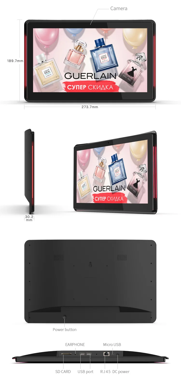 10inch Android Tablet Pc Wallmounted Poe Open Source Rooted Ideal For Conference Room Scheduling 133 156 Display - 1