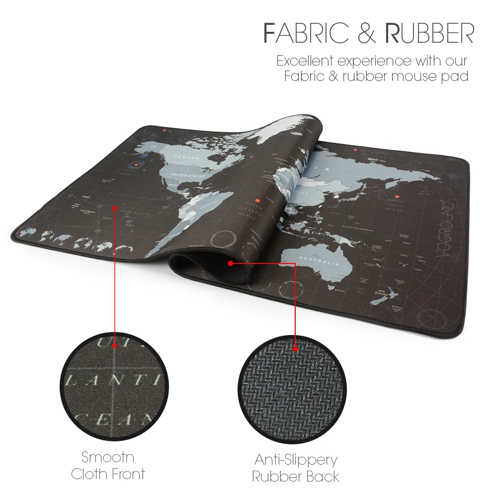 Extra Large Antislip Gaming Mouse Pad With World Map Design Natural Rubber Locking Edge Ideal For Gamers - 3 Extra Large Antislip Gaming Mouse Pad With World Map Design Natural Rubber Locking Edge Ideal For Gamers - 3