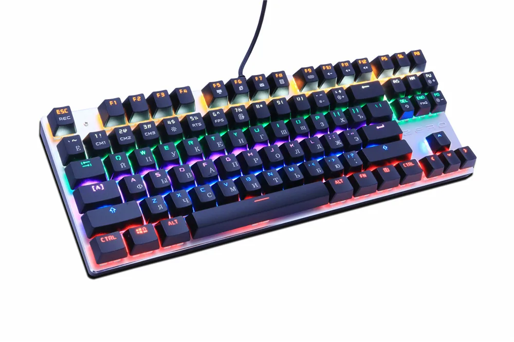 Metoo Edition 87key Mechanical Gaming Keyboard With Blue Switches Russian Sticker For Tablet Desktop - 12