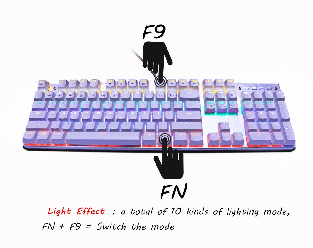 Metoo Edition 87key Mechanical Gaming Keyboard With Blue Switches Russian Sticker For Tablet Desktop - 2