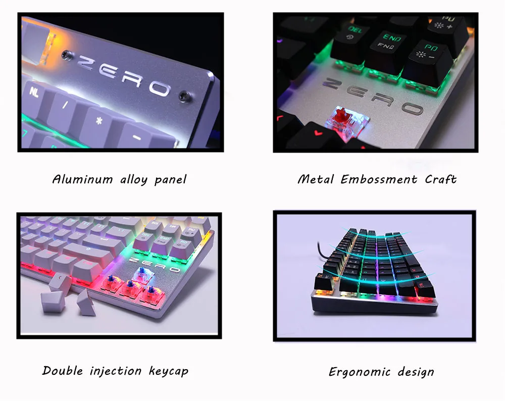 Metoo Edition 87key Mechanical Gaming Keyboard With Blue Switches Russian Sticker For Tablet Desktop - 3