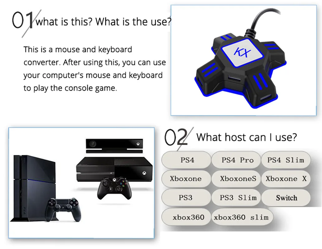 Ps4ps3xbox Onenintendo Switch Keyboard Mouse Adapter Gamepad Controller Converter Fps Game Accessories - 5