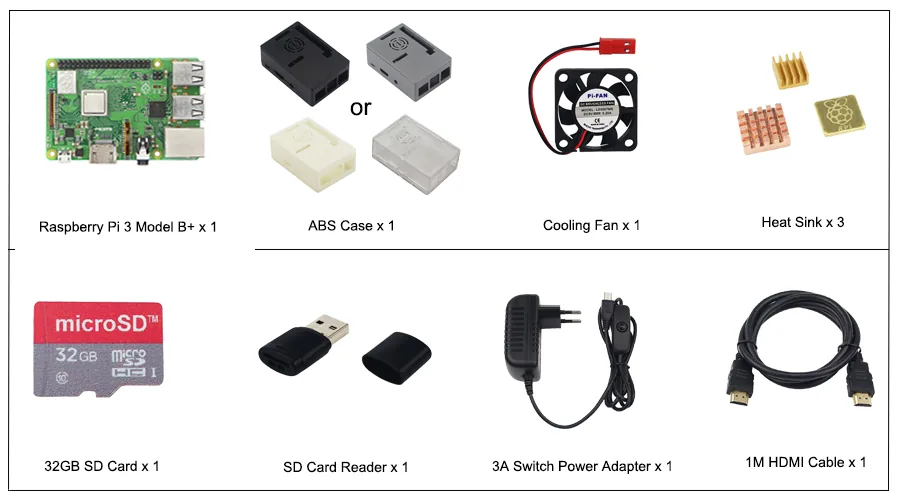 Raspberry Pi 3 Model B With 5 Inch Touchscreen Lcd 32gb Sd Card Abs Case 3a Power Adapter Hdmi Heatsinks Perfect For Rpi 3b Projects - 5