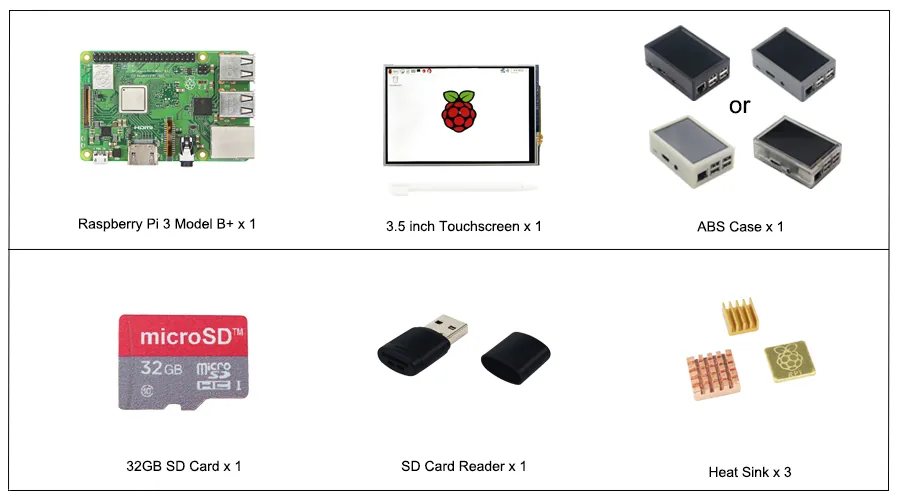 Raspberry Pi 3 Model B With 5 Inch Touchscreen Lcd 32gb Sd Card Abs Case 3a Power Adapter Hdmi Heatsinks Perfect For Rpi 3b Projects - 7