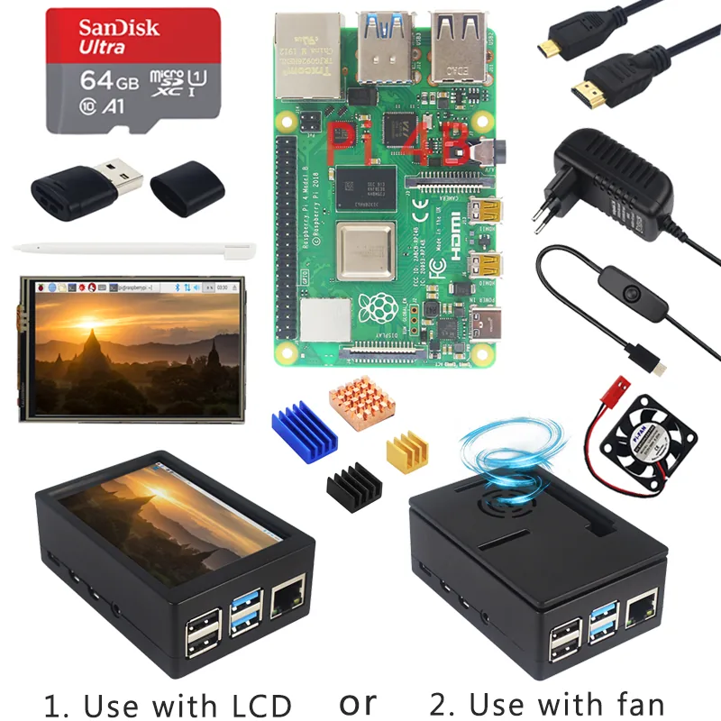 Raspberry Pi 3 Model B With 5 Inch Touchscreen Lcd 32gb Sd Card Abs Case 3a Power Adapter Hdmi Heatsinks Perfect For Rpi 3b Projects - 1