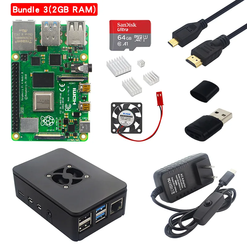 Raspberry Pi 4 Model B Starter Kit With 2gb4gb Ram Abs Case Heatsink 32gb64gb Sd Card Micro Hdmi Cable Power Adapter For 4b Board - 3 Raspberry Pi 4 Model B Starter Kit With 2gb4gb Ram Abs Case Heatsink 32gb64gb Sd Card Micro Hdmi Cable Power Adapter For 4b Board - 3
