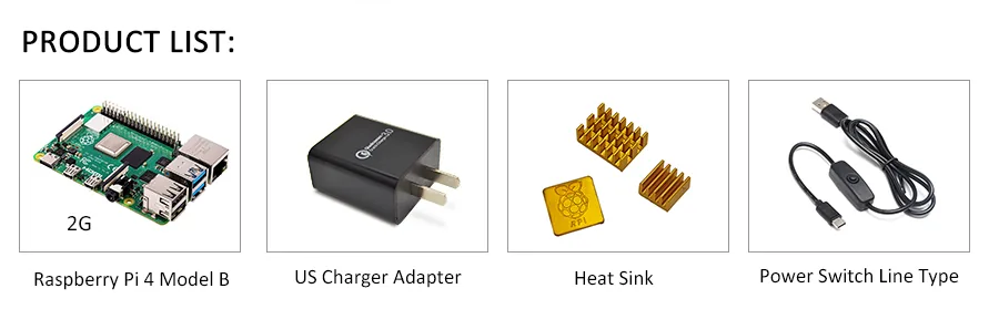Raspberry Pi 4 Model B Starter Kit With Power Switch Typec Interface Euus Charger Adapter And Heatsink - 2 Raspberry Pi 4 Model B Starter Kit With Power Switch Typec Interface Euus Charger Adapter And Heatsink - 2