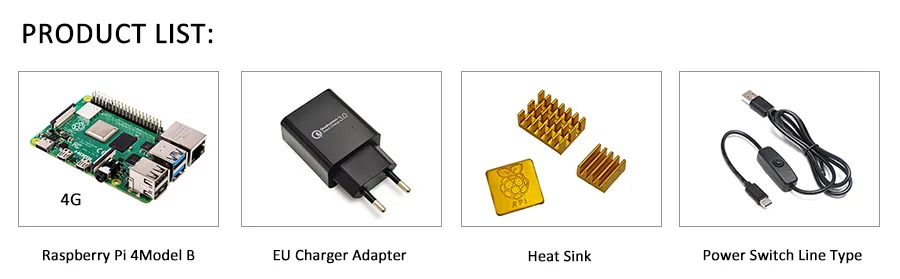 Raspberry Pi 4 Model B Starter Kit With Power Switch Typec Interface Euus Charger Adapter And Heatsink - 4 Raspberry Pi 4 Model B Starter Kit With Power Switch Typec Interface Euus Charger Adapter And Heatsink - 4