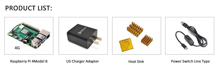Raspberry Pi 4 Model B Starter Kit With Power Switch Typec Interface Euus Charger Adapter And Heatsink - 5 Raspberry Pi 4 Model B Starter Kit With Power Switch Typec Interface Euus Charger Adapter And Heatsink - 5
