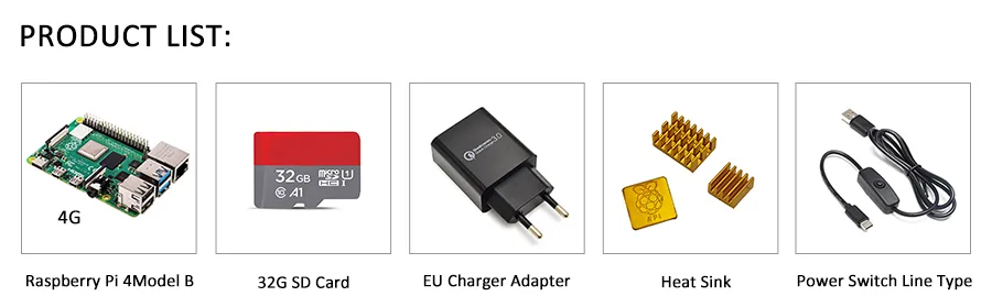 Raspberry Pi 4 Model B Starter Kit With Power Switch Typec Interface Euus Charger Adapter And Heatsink - 6 Raspberry Pi 4 Model B Starter Kit With Power Switch Typec Interface Euus Charger Adapter And Heatsink - 6