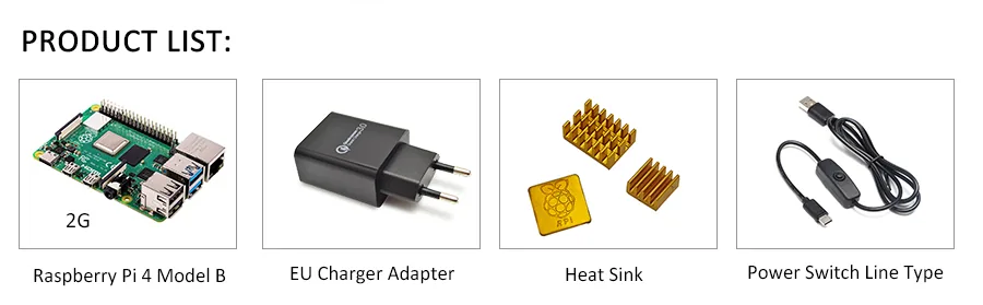 Raspberry Pi 4 Model B Starter Kit With Power Switch Typec Interface Euus Charger Adapter And Heatsink - 1 Raspberry Pi 4 Model B Starter Kit With Power Switch Typec Interface Euus Charger Adapter And Heatsink - 1