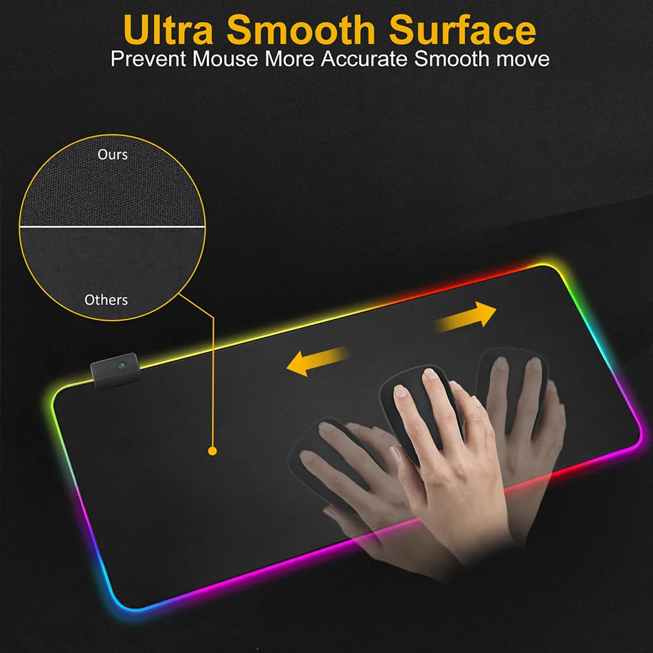 Large Rgb Gaming Mouse Pad With Led Backlight Antislip Mat For Keyboard And Desk Enhanced Pc Gamer Experience - 3 Large Rgb Gaming Mouse Pad With Led Backlight Antislip Mat For Keyboard And Desk Enhanced Pc Gamer Experience - 3