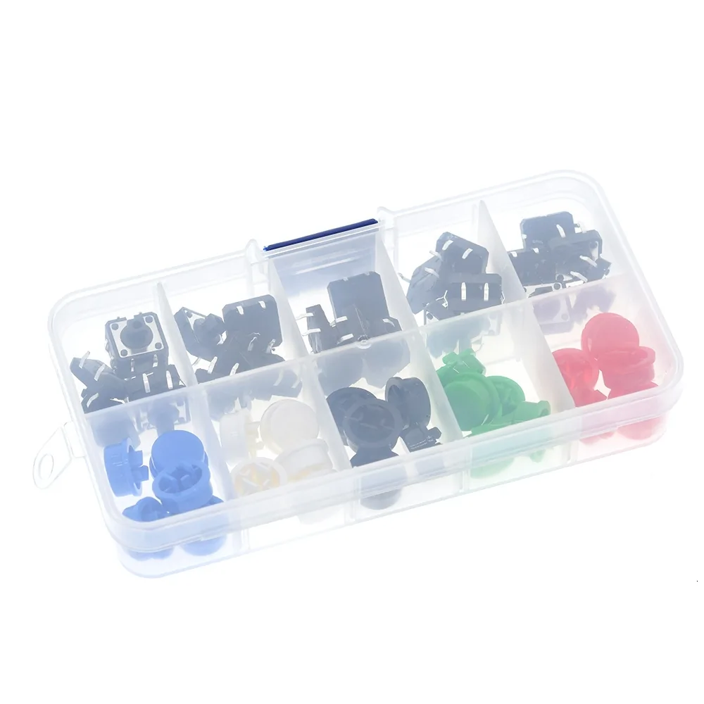 25pcs Multicolor Micro Tactile Push Button Switch Kit With Case 12x12x73mm Momentary Switch For Arduino - 2 25pcs Multicolor Micro Tactile Push Button Switch Kit With Case 12x12x73mm Momentary Switch For Arduino - 2
