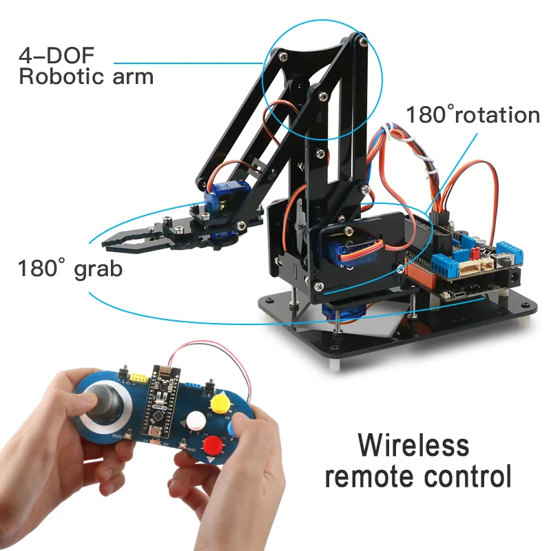 4dof Diy Robot Arm Kit With Ps2 24g Wireless Control Arduino R3 Compatible Educational Mechanical Robotics Claw Set For Programming - 2 4dof Diy Robot Arm Kit With Ps2 24g Wireless Control Arduino R3 Compatible Educational Mechanical Robotics Claw Set For Programming - 2