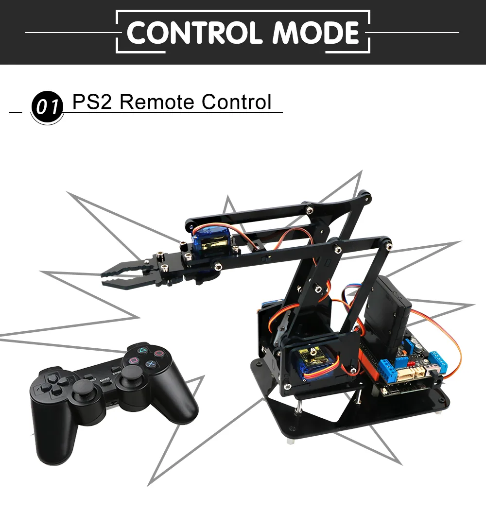 4dof Diy Robot Arm Kit With Ps2 24g Wireless Control Arduino R3 Compatible Educational Mechanical Robotics Claw Set For Programming - 3 4dof Diy Robot Arm Kit With Ps2 24g Wireless Control Arduino R3 Compatible Educational Mechanical Robotics Claw Set For Programming - 3
