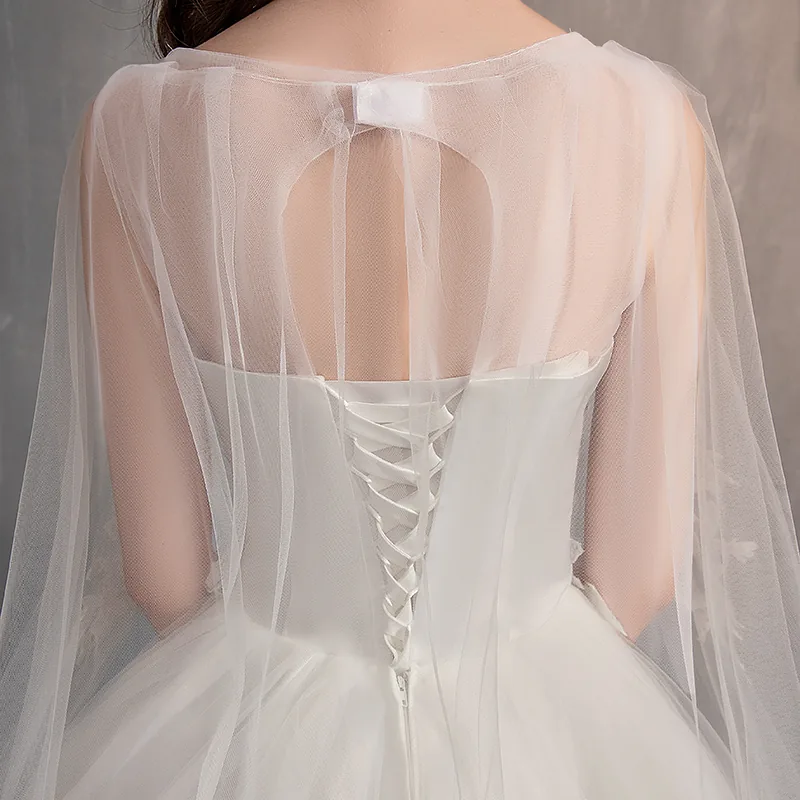 Embroidered Princess Bridal Gown Chinese Wedding Dress With Long Cap Lace Train Plus Size - 10 Embroidered Princess Bridal Gown Chinese Wedding Dress With Long Cap Lace Train Plus Size - 10