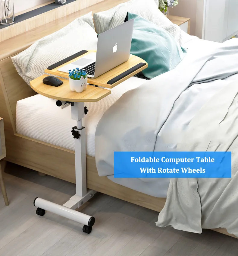 Adjustable Portable Folding Laptop Desk Bedside Home Study Table Movable Computer Workstation - 1