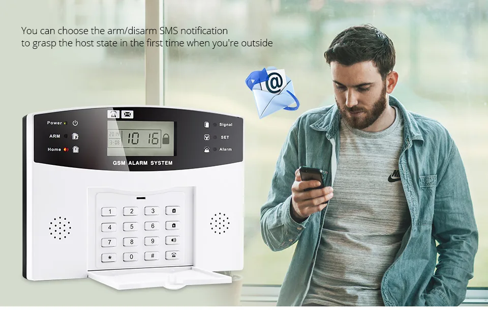 Wireless Gsm Home Security Alarm System Kit With Lcd Display Metal Remote Control Voice Prompt Wired Siren And Sim Sms Door Sensor - 5
