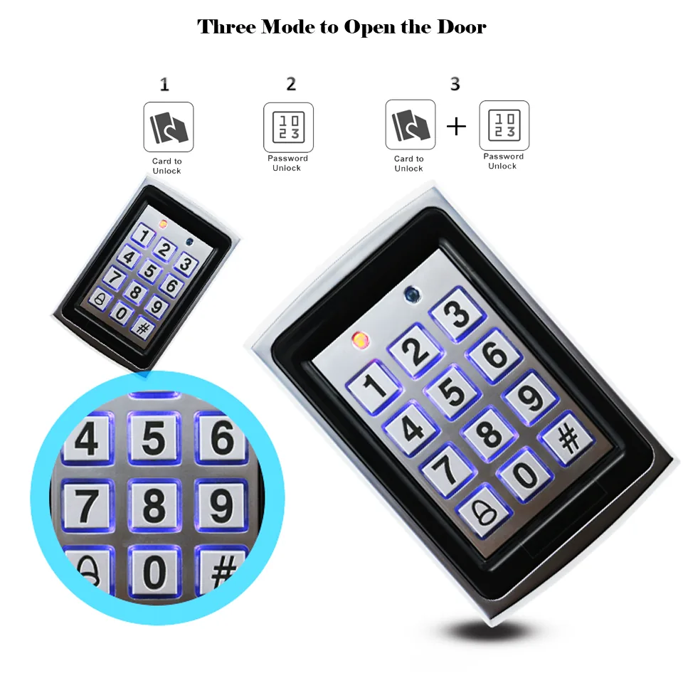 Advanced Waterproof Metal Rfid Door Access Control Keypad 1000 User Capacity 10 Key Fobs Included - 1 Advanced Waterproof Metal Rfid Door Access Control Keypad 1000 User Capacity 10 Key Fobs Included - 1