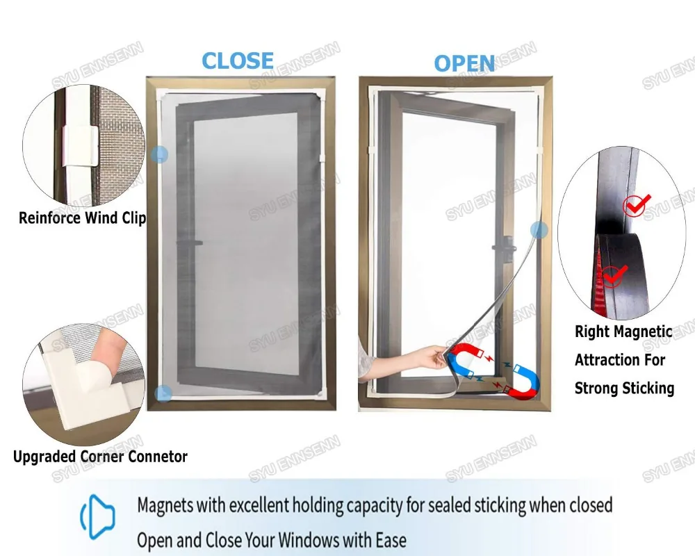 Customizable Diy Magnetic Window Screen Net Mesh Washable Removable Fits Any Window Size Effective Against Flies Mosquitoes - 9 Customizable Diy Magnetic Window Screen Net Mesh Washable Removable Fits Any Window Size Effective Against Flies Mosquitoes - 9