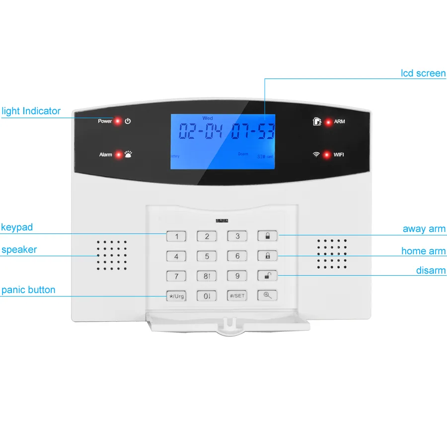 Wired Wireless Home Security Alarm System Wifi Gsm Intercom With Remote Control Siren Sensor Kit For Ios Android - 16 Wired Wireless Home Security Alarm System Wifi Gsm Intercom With Remote Control Siren Sensor Kit For Ios Android - 16