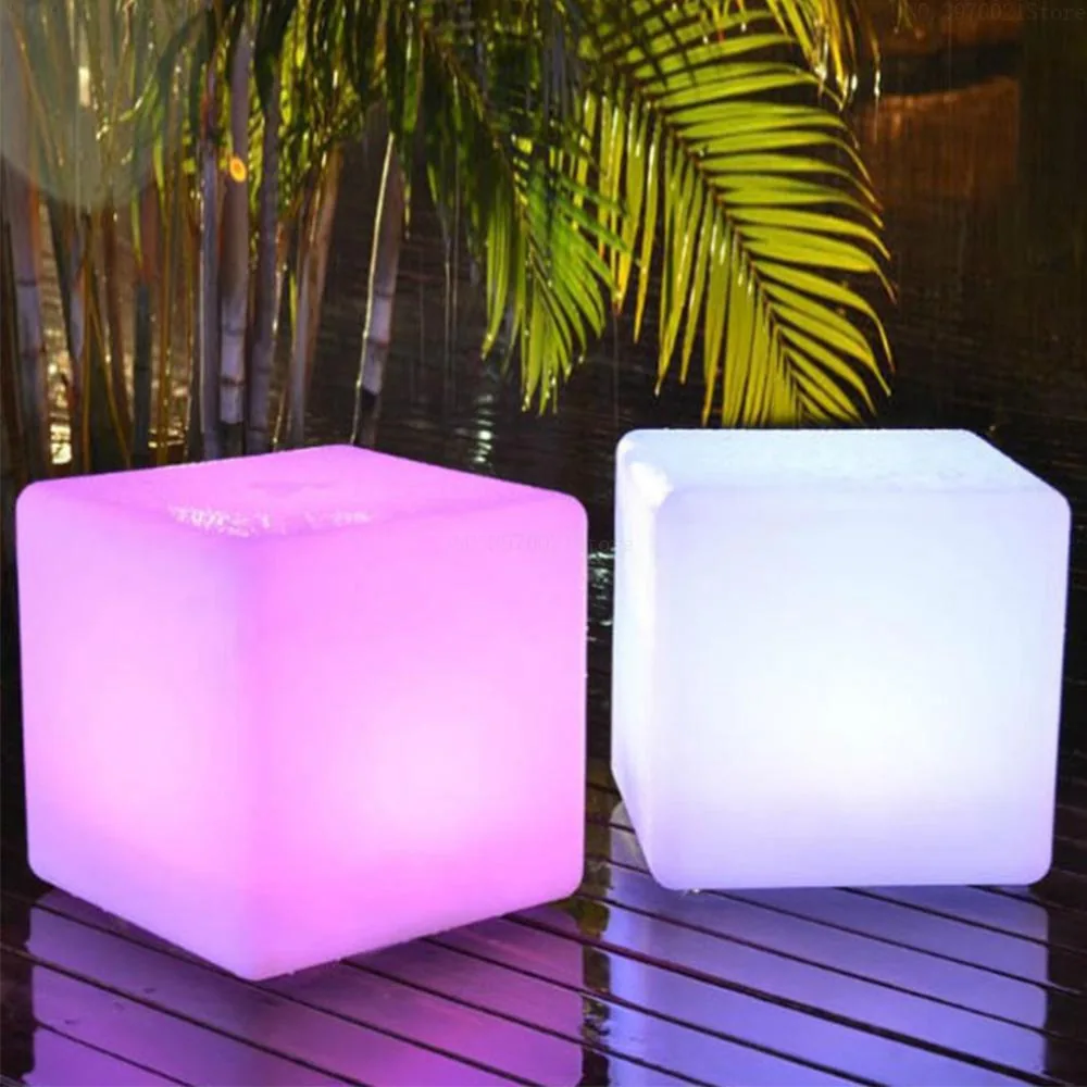 Outdoor Led Illuminated Bar Stool 20cm Cube With Remote Control Color Changing Creative Furniture - 2
