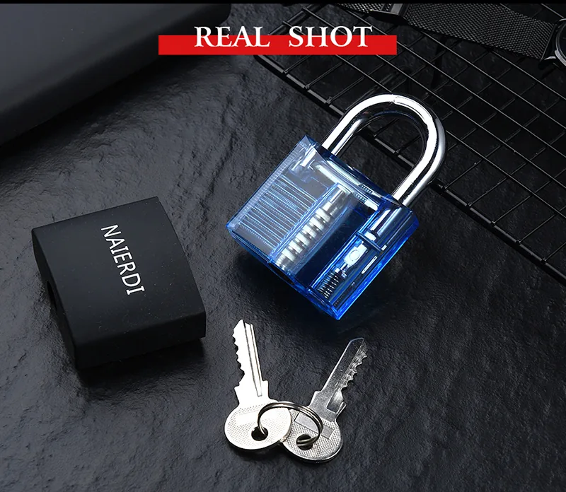 Naierdi Locksmith Transparent Practice Padlock Lock Pick Set Hand Tools With Broken Key Removal Hooks - 6 Naierdi Locksmith Transparent Practice Padlock Lock Pick Set Hand Tools With Broken Key Removal Hooks - 6
