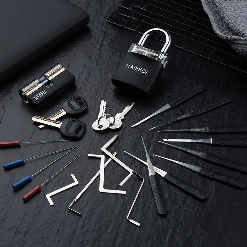 Naierdi Locksmith Transparent Practice Padlock Lock Pick Set Hand Tools With Broken Key Removal Hooks - 1 Naierdi Locksmith Transparent Practice Padlock Lock Pick Set Hand Tools With Broken Key Removal Hooks - 1