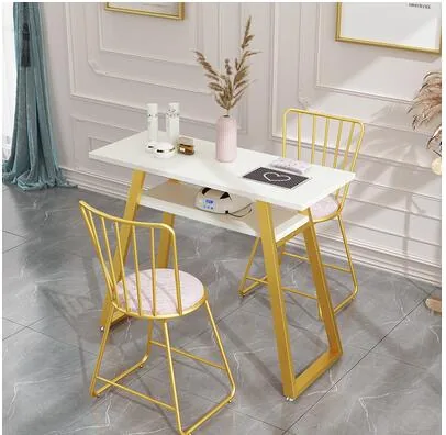 Doublesided Modern Nail Table And Chair Set Economy Durable Simple Design For Beauty Salons - 2 Doublesided Modern Nail Table And Chair Set Economy Durable Simple Design For Beauty Salons - 2