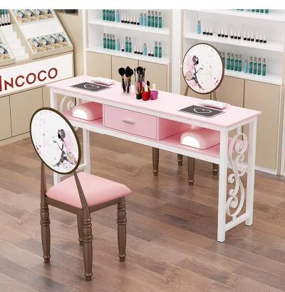 Affordable Luxury Manicure Table Chair Set Double Or Single Simple Elegant Design For Beauty Salons - 11