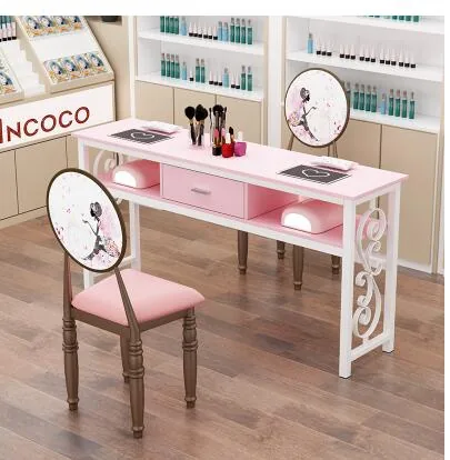 Affordable Luxury Manicure Table Chair Set Double Or Single Simple Elegant Design For Beauty Salons - 12