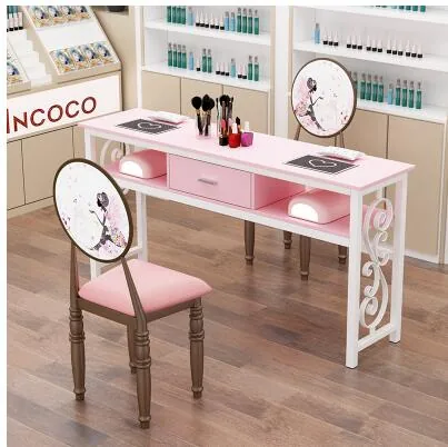 Affordable Luxury Manicure Table Chair Set Double Or Single Simple Elegant Design For Beauty Salons - 14