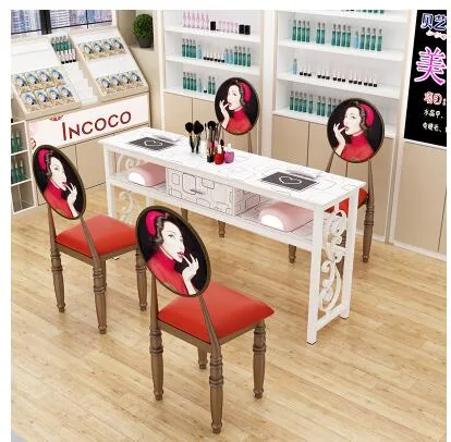 Affordable Luxury Manicure Table Chair Set Double Or Single Simple Elegant Design For Beauty Salons - 15