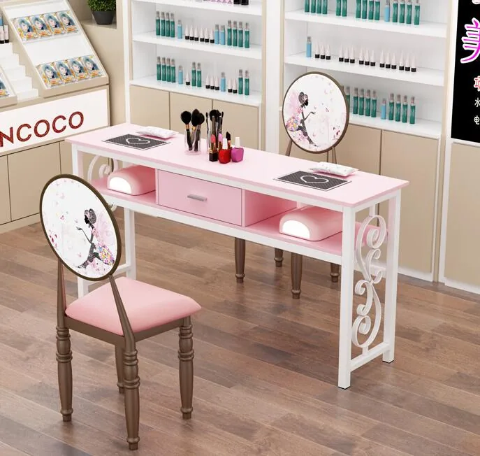 Affordable Luxury Manicure Table Chair Set Double Or Single Simple Elegant Design For Beauty Salons - 17