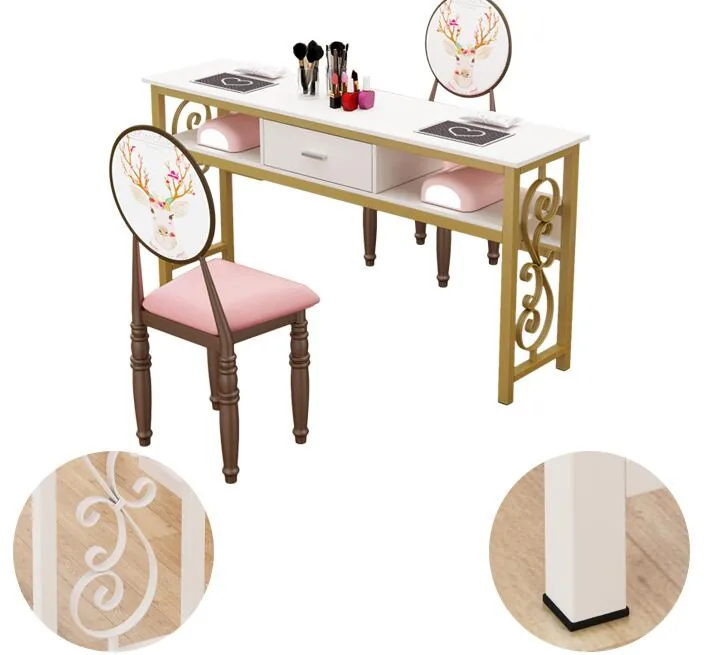 Affordable Luxury Manicure Table Chair Set Double Or Single Simple Elegant Design For Beauty Salons - 18