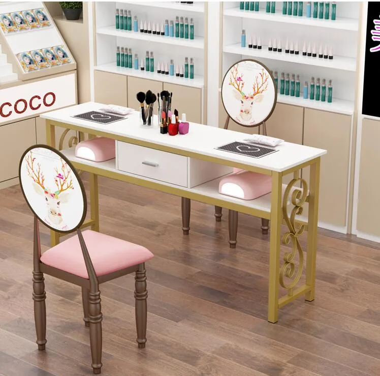 Affordable Luxury Manicure Table Chair Set Double Or Single Simple Elegant Design For Beauty Salons - 19