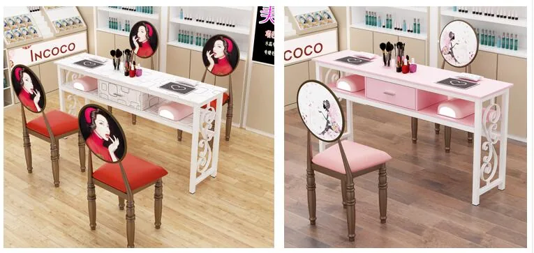 Affordable Luxury Manicure Table Chair Set Double Or Single Simple Elegant Design For Beauty Salons - 21