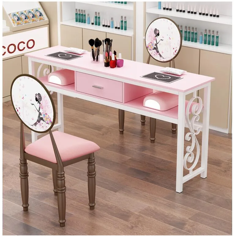 Affordable Luxury Manicure Table Chair Set Double Or Single Simple Elegant Design For Beauty Salons - 34