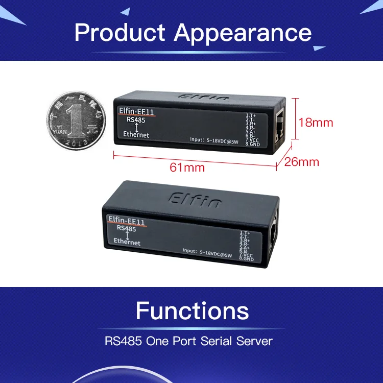 Elfinee11 Rs485 Serial Port To Ethernet Device Server Module Supporting Tcpip Telnet Modbus Protocol - 1 Elfinee11 Rs485 Serial Port To Ethernet Device Server Module Supporting Tcpip Telnet Modbus Protocol - 1