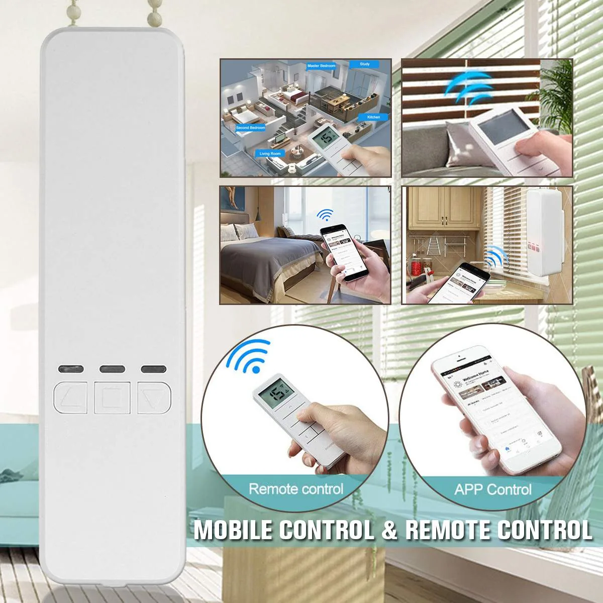 Home Automation Kit Motorized Chain Roller Blinds Alexagoogle Wifi Compatible Mobile Remote Control - 1