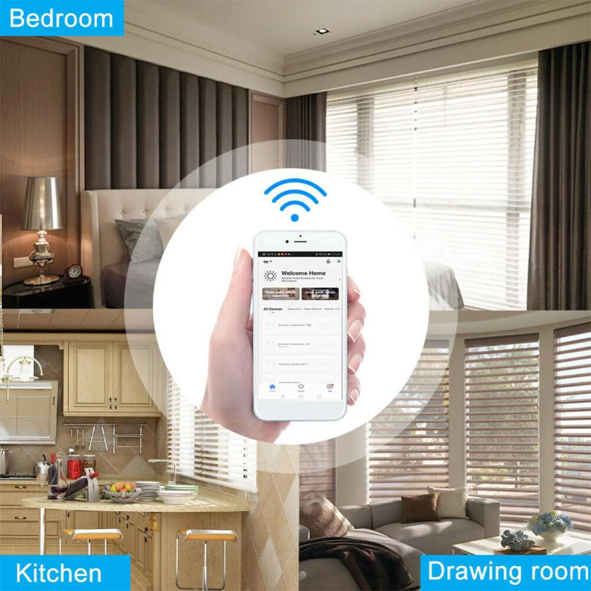 Home Automation Kit Motorized Chain Roller Blinds Alexagoogle Wifi Compatible Mobile Remote Control - 2