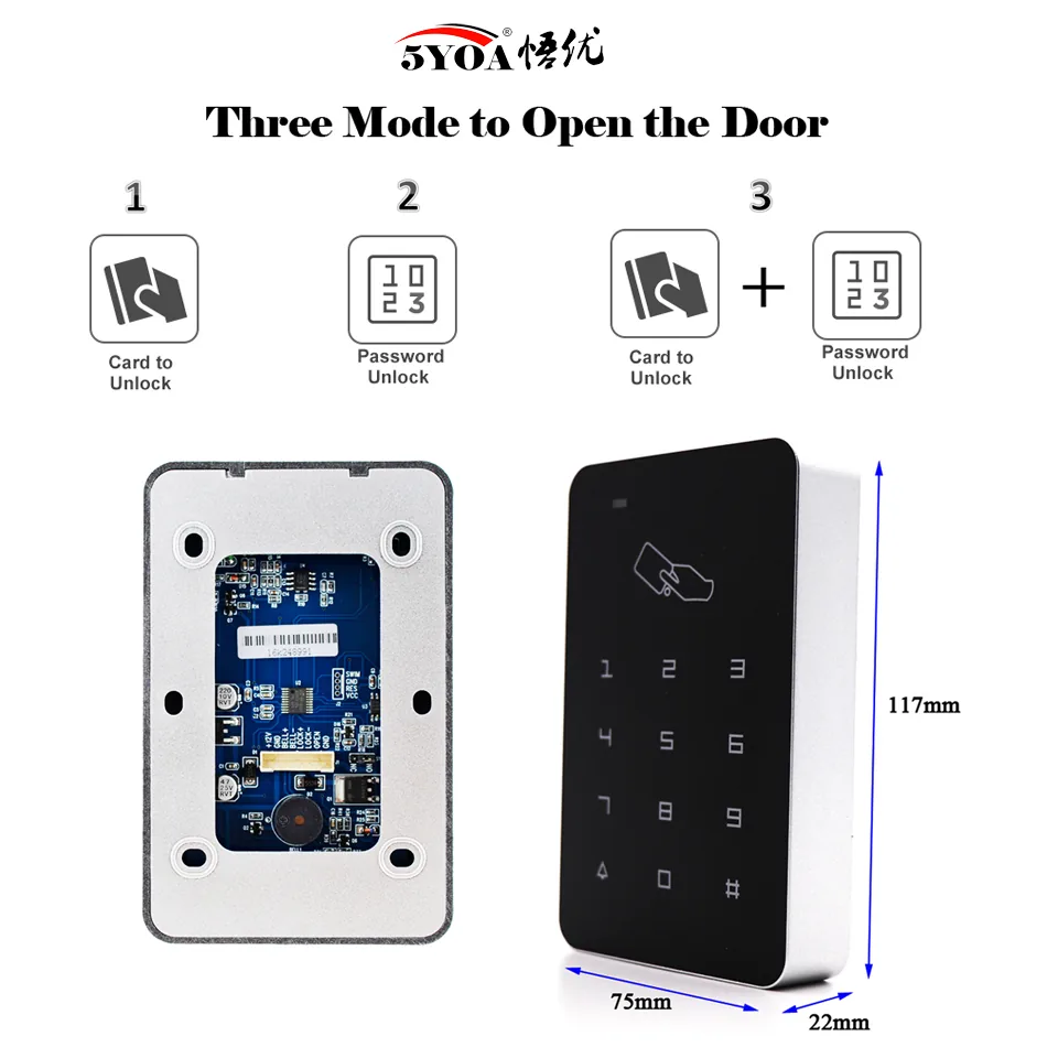 Waterproof Rfid Access Controller Standalone Keypad Digital Card Reader Door Lock System With Rainproof Cover - 3