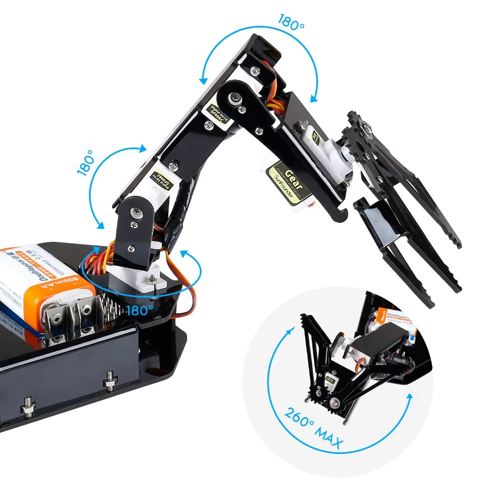 Sunfounder 4axis Servo Control Programmable Rc Robot Arm Kit Diy Educational Arduino Toy For Children - 4 Sunfounder 4axis Servo Control Programmable Rc Robot Arm Kit Diy Educational Arduino Toy For Children - 4