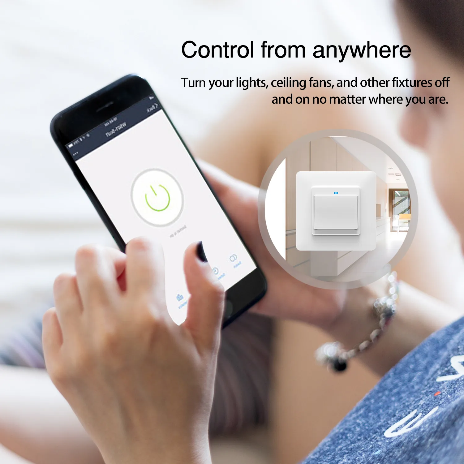 Wifi Wall Switch Socket Outlet Wireless Remote Control Compatible With Alexa Google Home Eu Tuya Life Push Button - 4