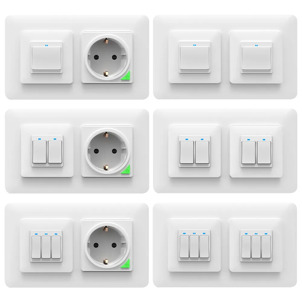 Wifi Wall Switch Socket Outlet Wireless Remote Control Compatible With Alexa Google Home Eu Tuya Life Push Button - 1