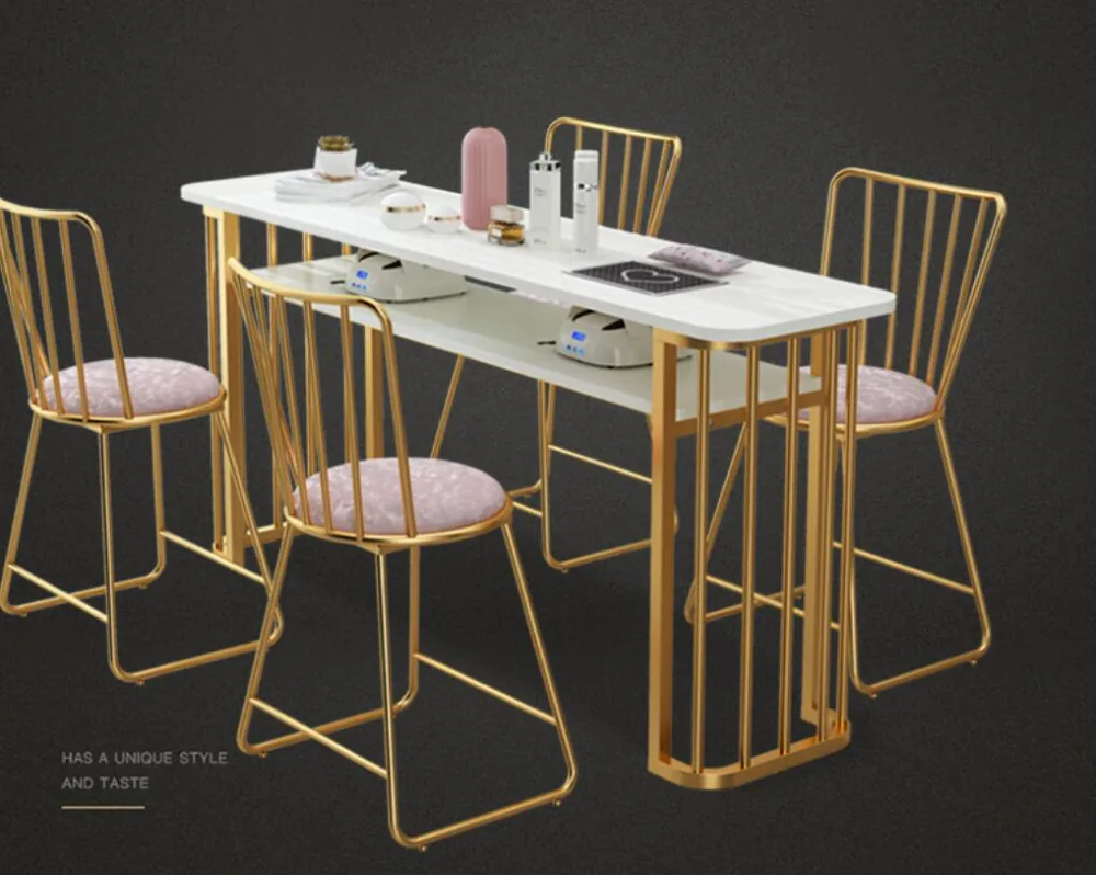 Compact Nordic Style Manicure Table Chair Set - 6
